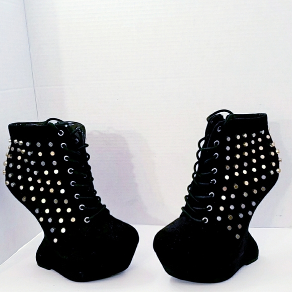 Shoes - Black suede heels with studs